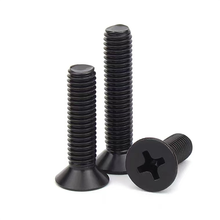 DIN965 cruach carbóin ocsaíd dubh scriú m2 ceann countersunk