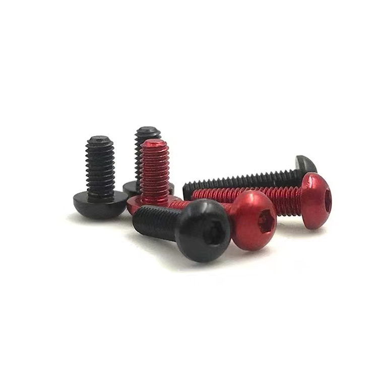 M2 meaisín ceann cnaipe alúmanam snáithe scriú beag anodized dubh
