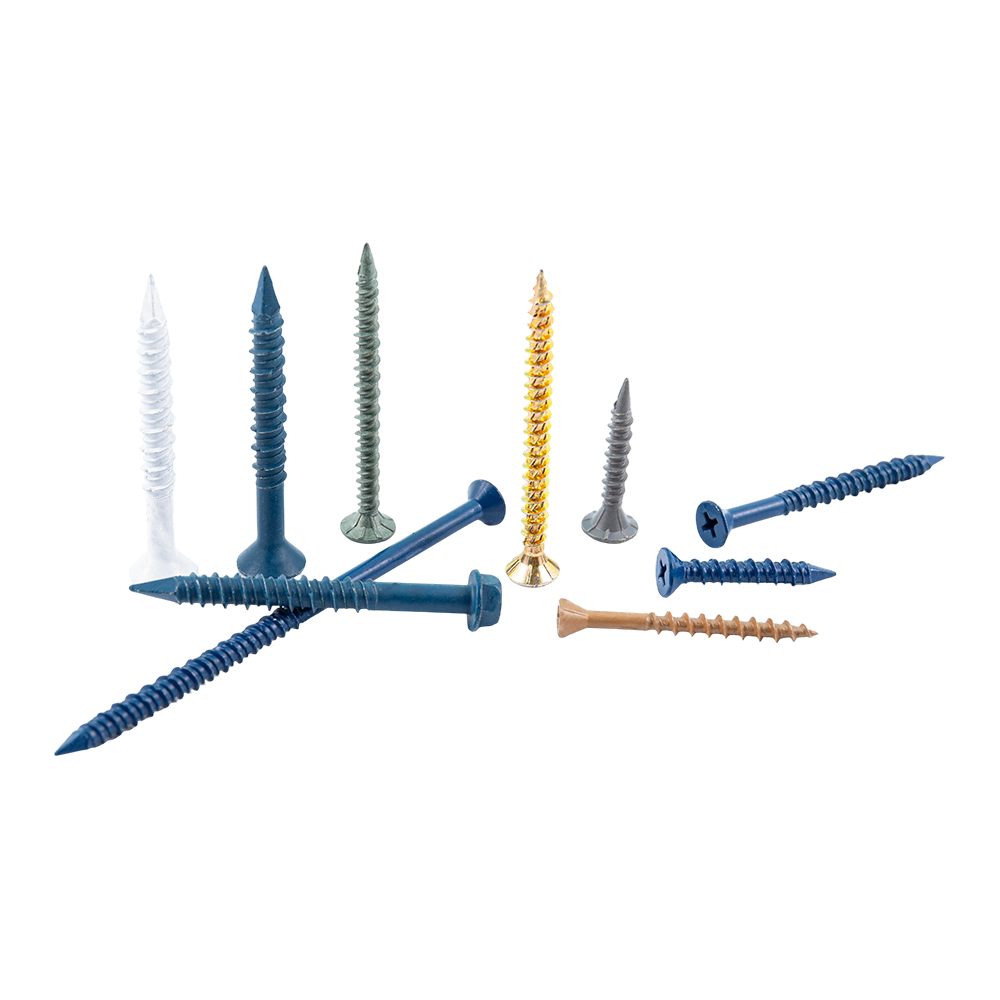 Scriúnna fráma adhmaid cruach dhosmálta ceann countersunk ildaite
