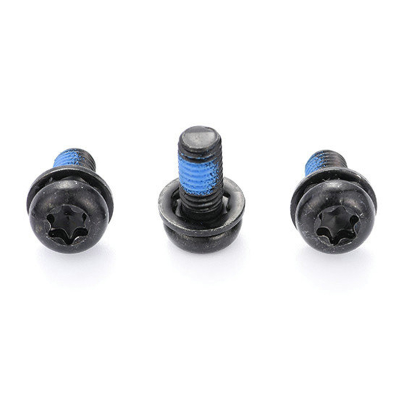 Scriú tacair triple torx ceann cruinn dubh le paiste níolón Scriú tacair triple torx ceann cruinn dubh le paiste níolón